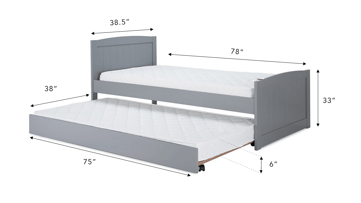 standard trundle bed mattress size