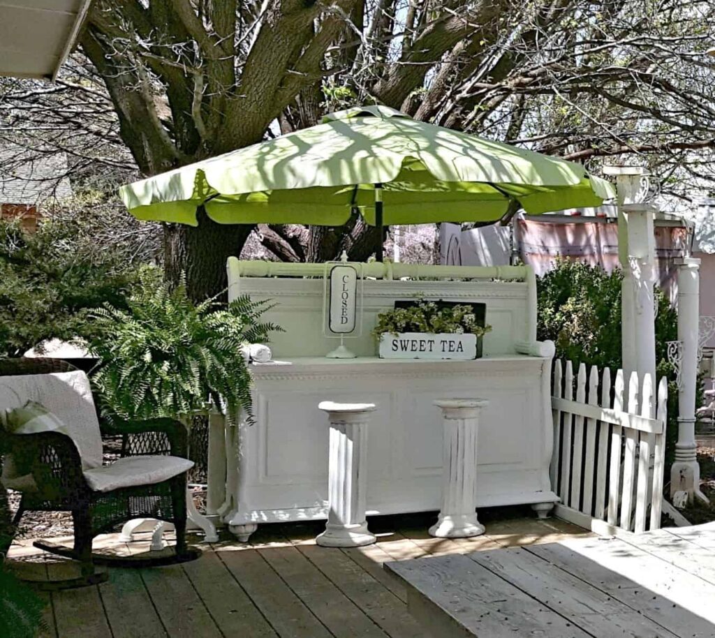 Transform your sleigh bed into this fun beverage bar with minimal fuss and effort.