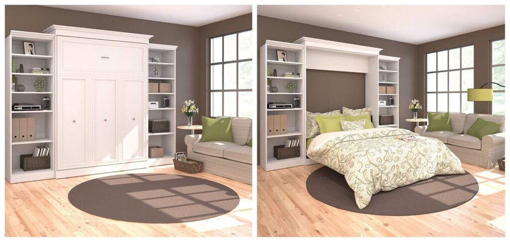 A Murphy bed can easily be concealed to free up floor space.