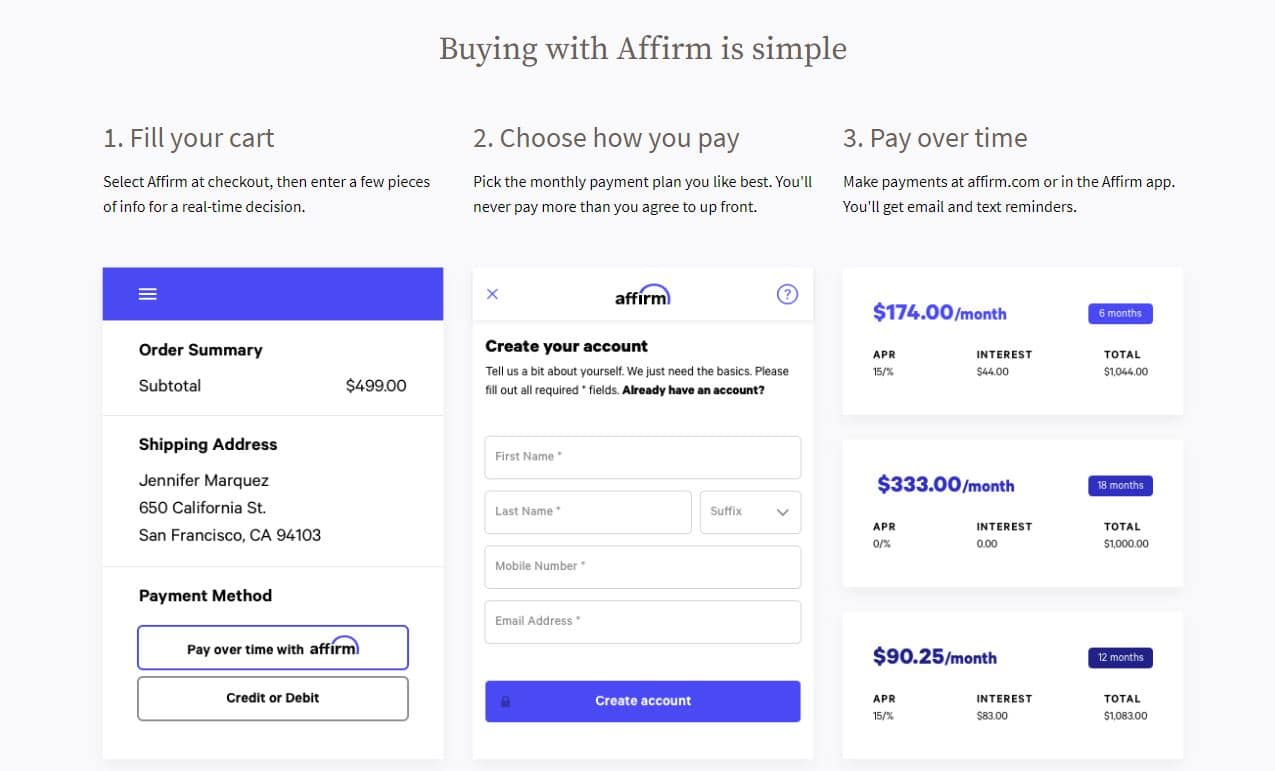 Saatva Buying mattress with Affirm Financing Plan