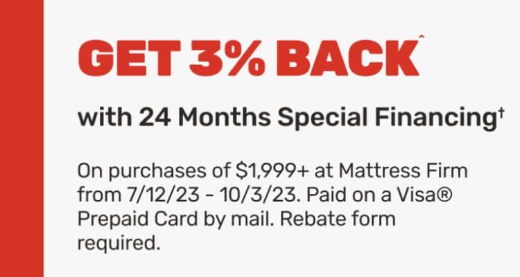 What is a 3% cash back offer on Mattress Firm